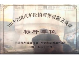 2015年售后服務質量標桿單位