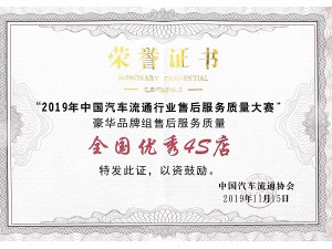 2019豪華品牌組全國優秀4S店
