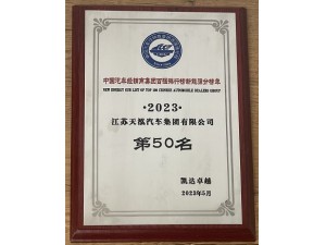 2023中國汽車經銷商集團百強排行榜新能源分榜單第50名